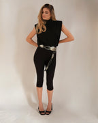 Μπλούζα αμάνικη ζιβάγκο με βάτες μαύρη