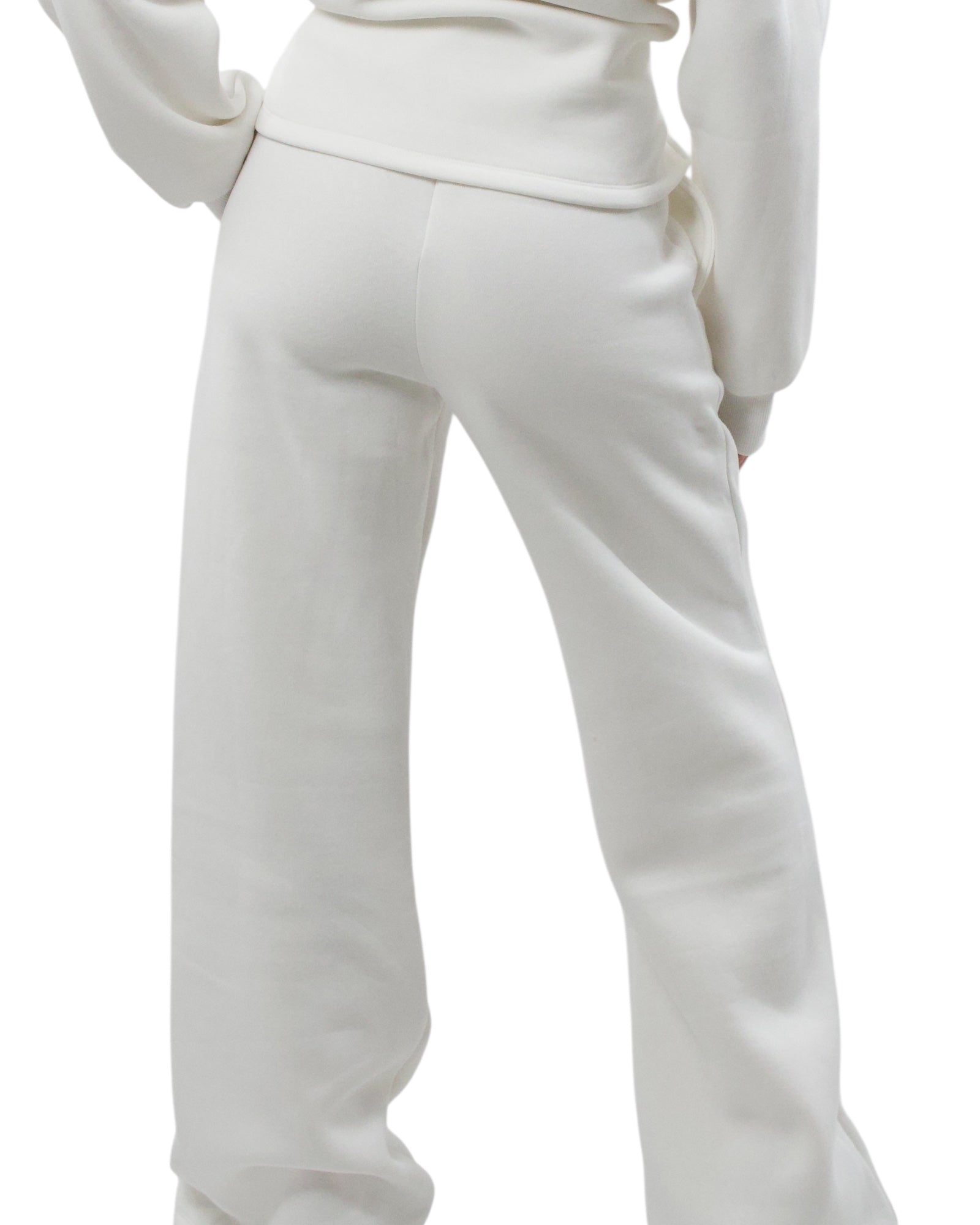 Σετ λευκή oversized φόρμα και  παντελόνι με ενσωματωμένη ζώνη