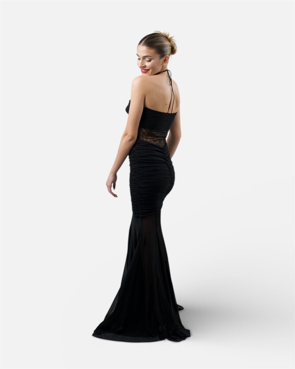 Black long dress with lace