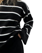 Oversized ριγέ πλεκτή μπλούζα