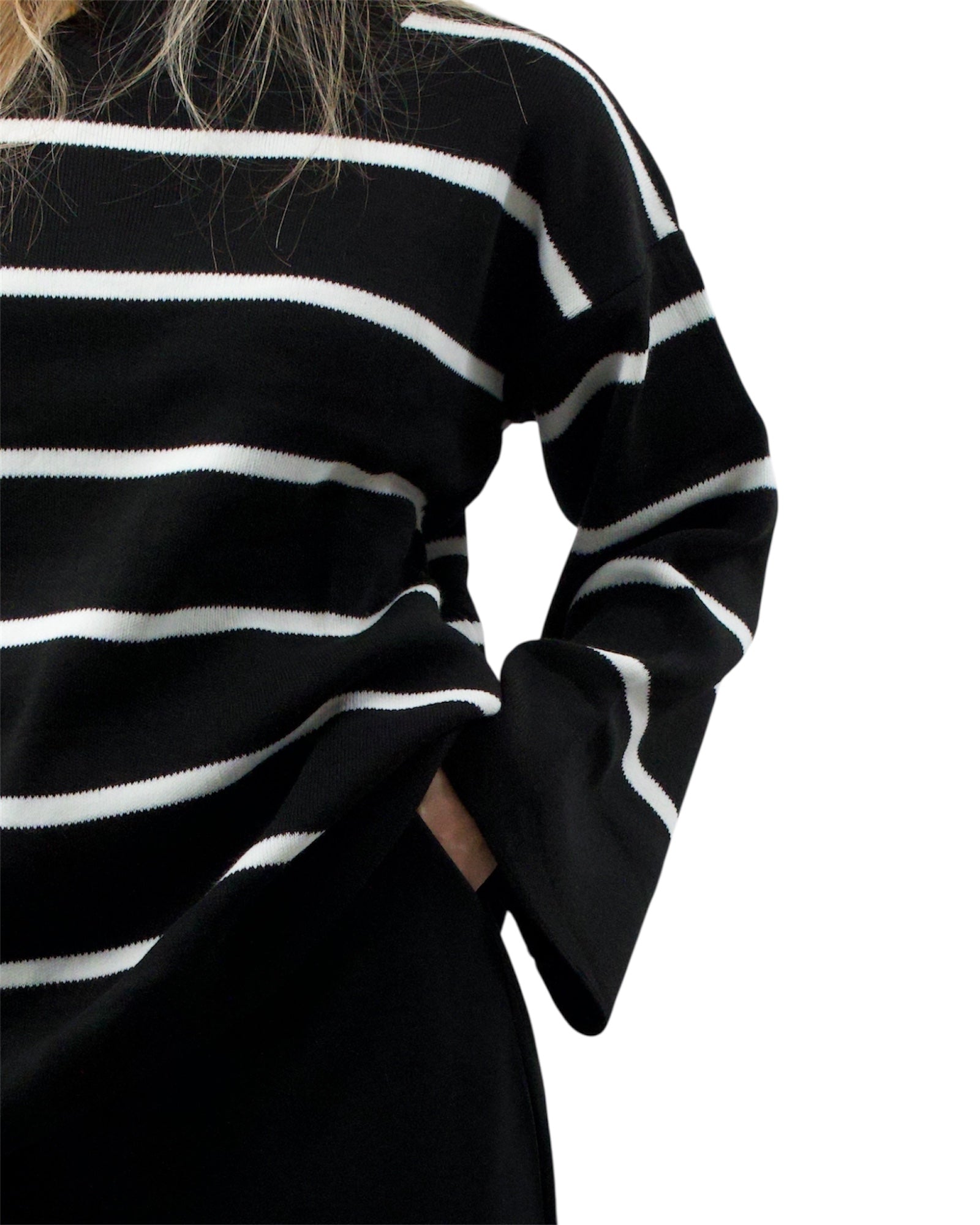 Oversized ριγέ πλεκτή μπλούζα