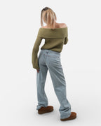 Πλεκτή μπλούζα/ζακέτα με έξω ώμους