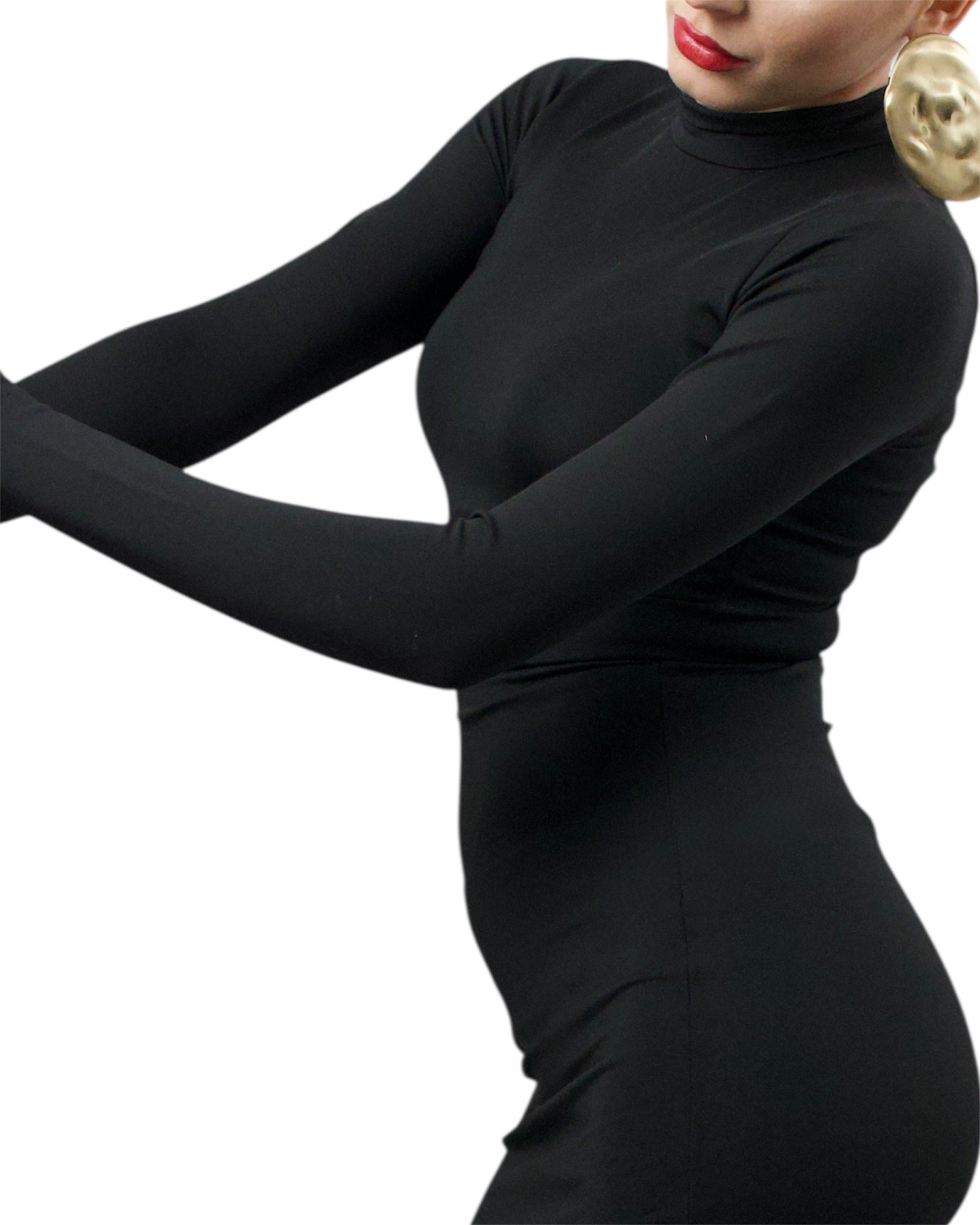 Μαύρο ζιβάγκο εφαρμοστό φόρεμα