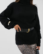 Μαύρη oversized πλεκτή τουνίκ με ζιβάγκο