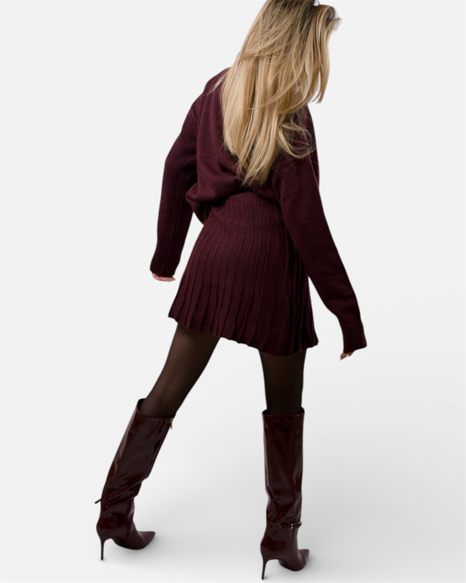 Σετ πλεκτό με ζιβάγκο και ψηλόμεση ελαστική φούστα