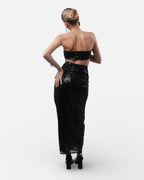 Σετ strapless top με φούστα και παγιέτες