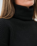 Μαύρη oversized πλεκτή τουνίκ με ζιβάγκο