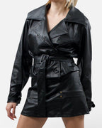 Δερματίνη μαύρο jacket με ζώνη