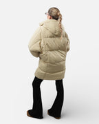 Μπεζ puffer μπουφάν με κουκούλα
