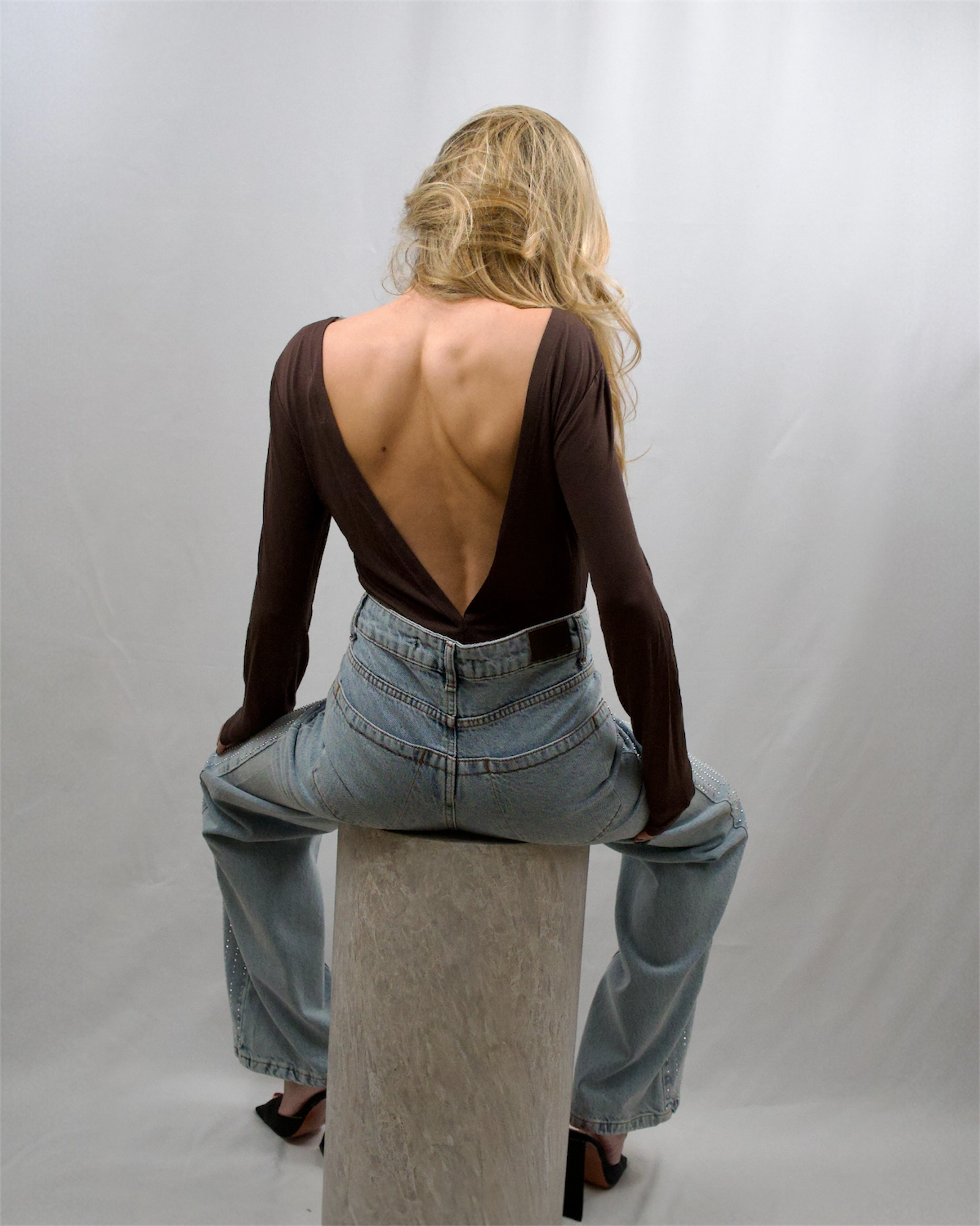 Brown backless bodysuit