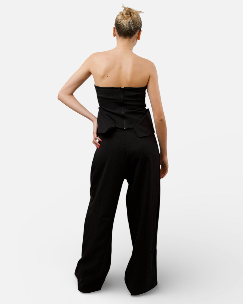 Σετ strapless μπλούζα με φερμουάρ και παντελόνι