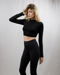 Μπλούζα crop top ζιβάγκο μαύρη