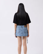 Blue denim mini skirt with cargo pockets
