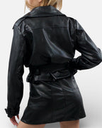 Δερματίνη μαύρο jacket με ζώνη