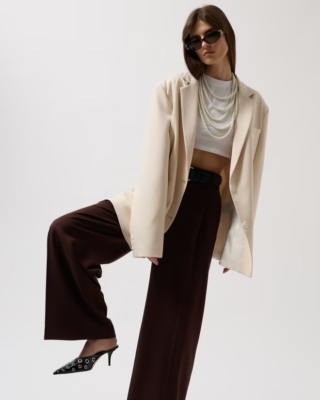 Μπλέιζερ oversize κρεμ