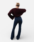 Μπλε ελαστικό ψηλόμεσο τζιν καμπάνα