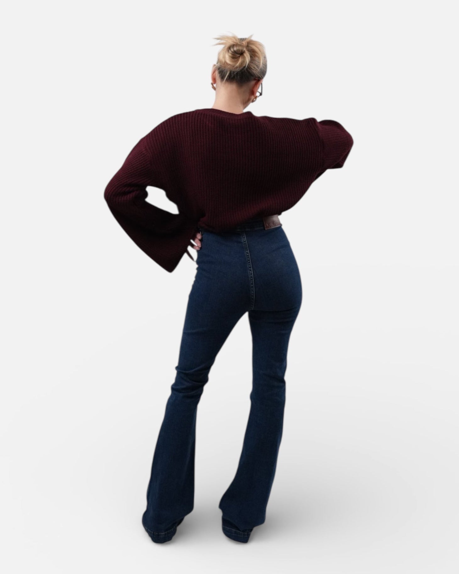 Μπλε ελαστικό ψηλόμεσο τζιν καμπάνα