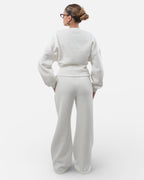 Σετ λευκή oversized φόρμα και  παντελόνι με ενσωματωμένη ζώνη