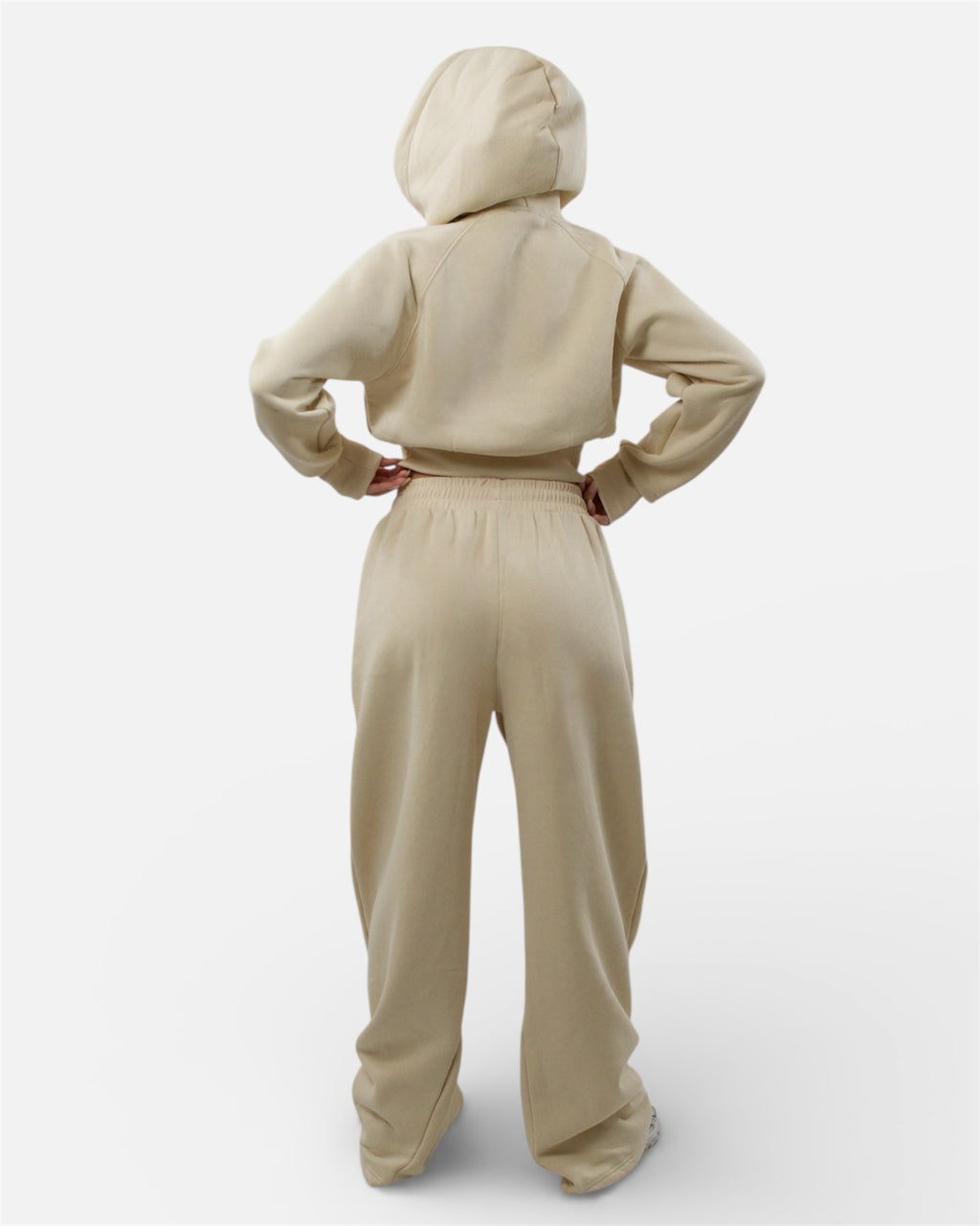 Σετ μπεζ oversized φόρμα με φούτερ