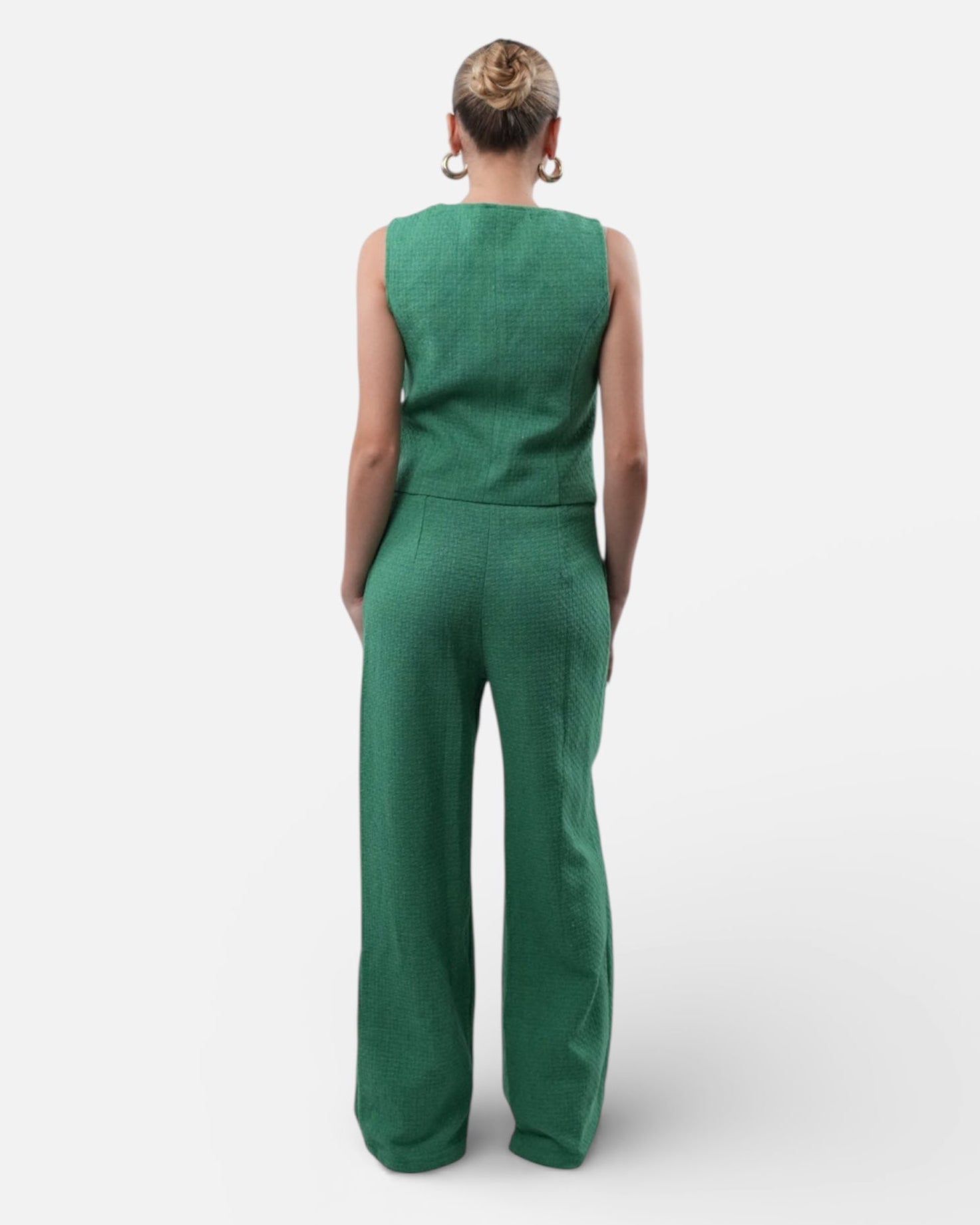 Σετ πράσινο κοστούμι με γιλέκο και παντελόνα