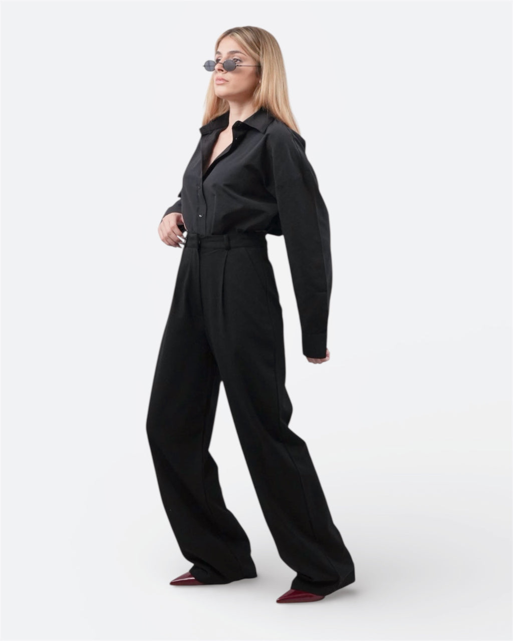 Μαύρη φαρδιά παντελόνα