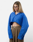 Μπλε crop μπουκάμισο oversize