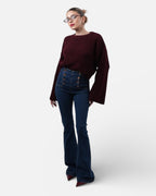 Μπλε ελαστικό ψηλόμεσο τζιν καμπάνα