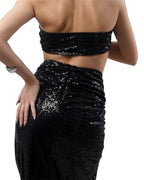 Σετ strapless top με φούστα και παγιέτες