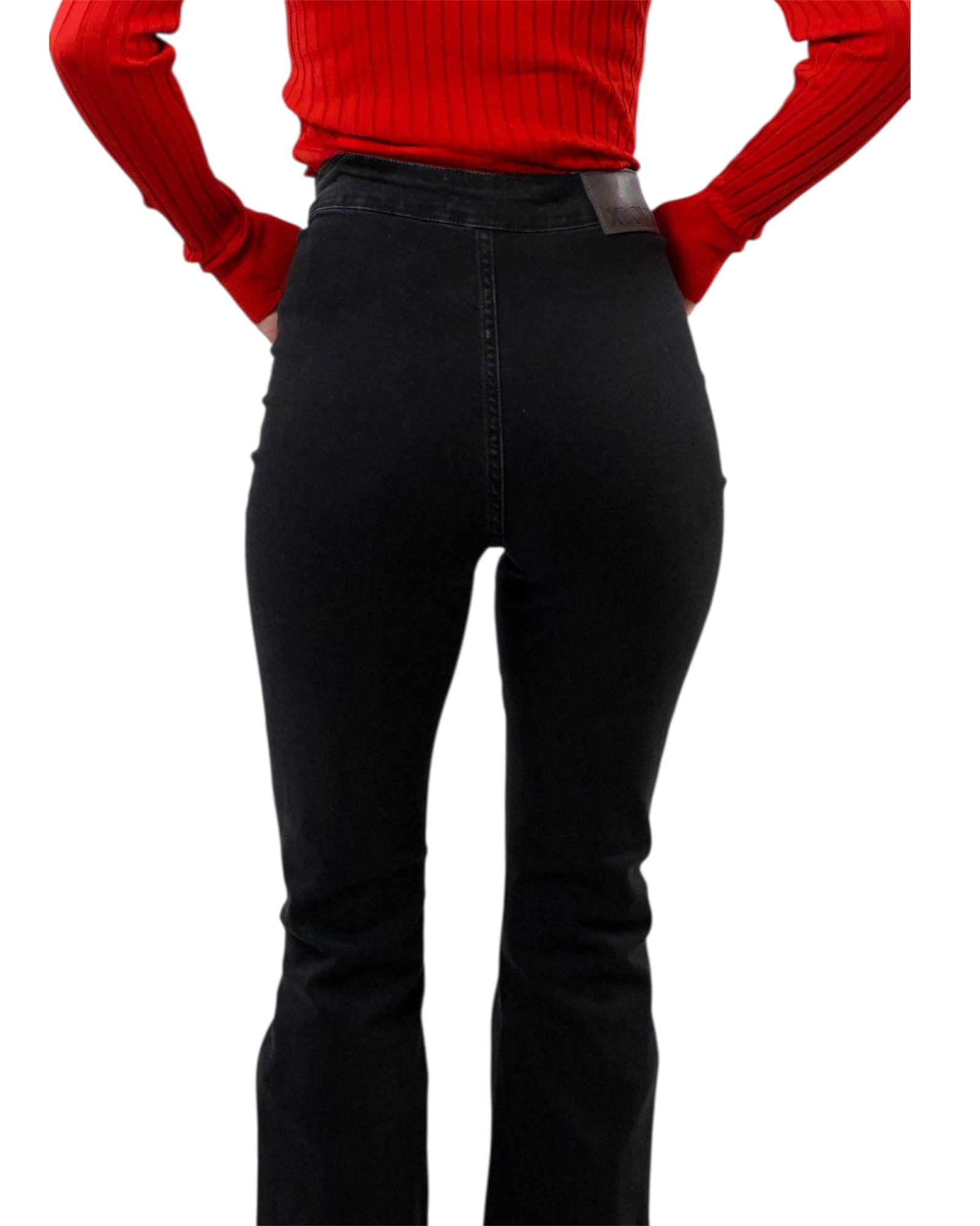 Μαύρο ελαστικό ψηλόμεσο τζιν καμπάνα