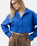 Μπλε crop μπουκάμισο oversize