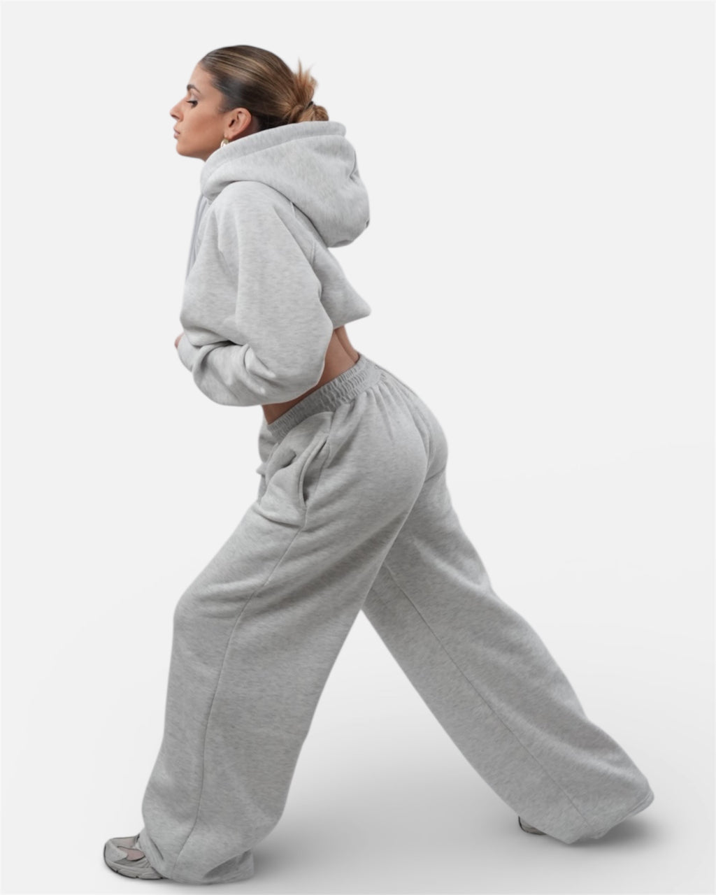 Σετ γκρι oversized φόρμα με φούτερ