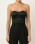 Σατέν μαύρο strapless με cups και φερμουάρ