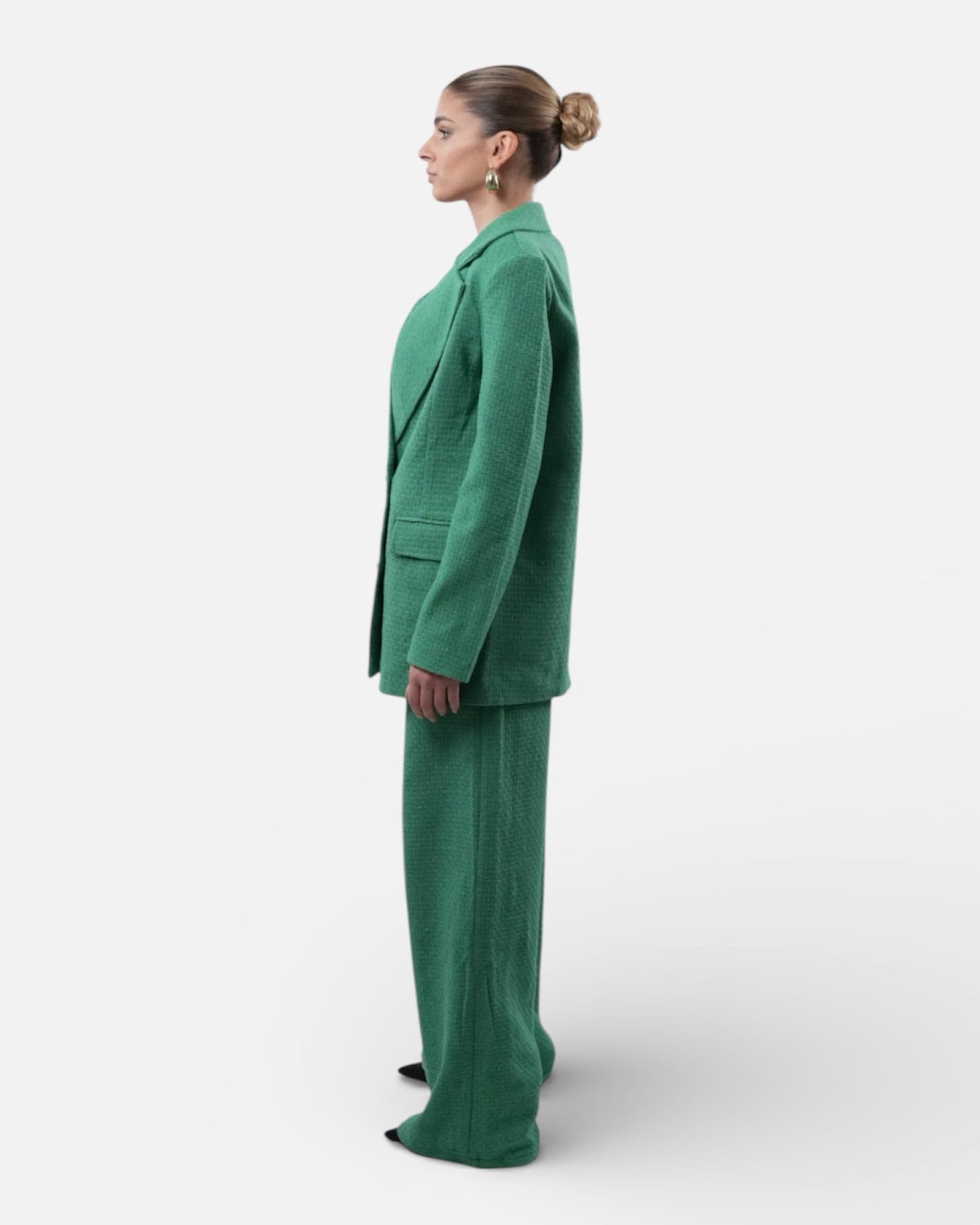 Green suit set with vest and pants