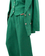 Green suit set with vest and pants