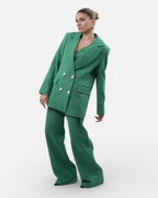Green suit set with vest and pants