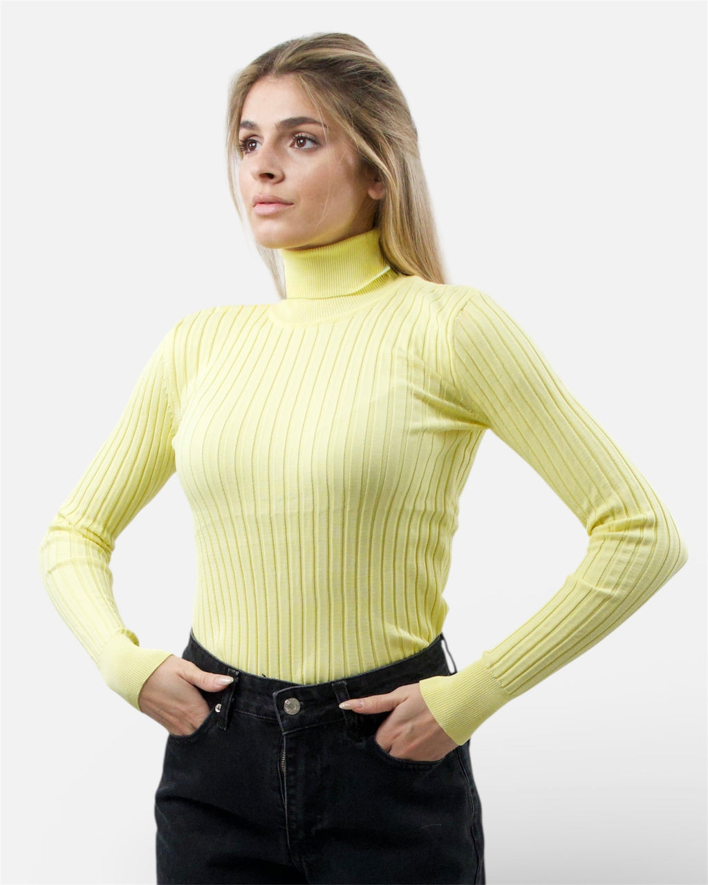 Yellow turtleneck