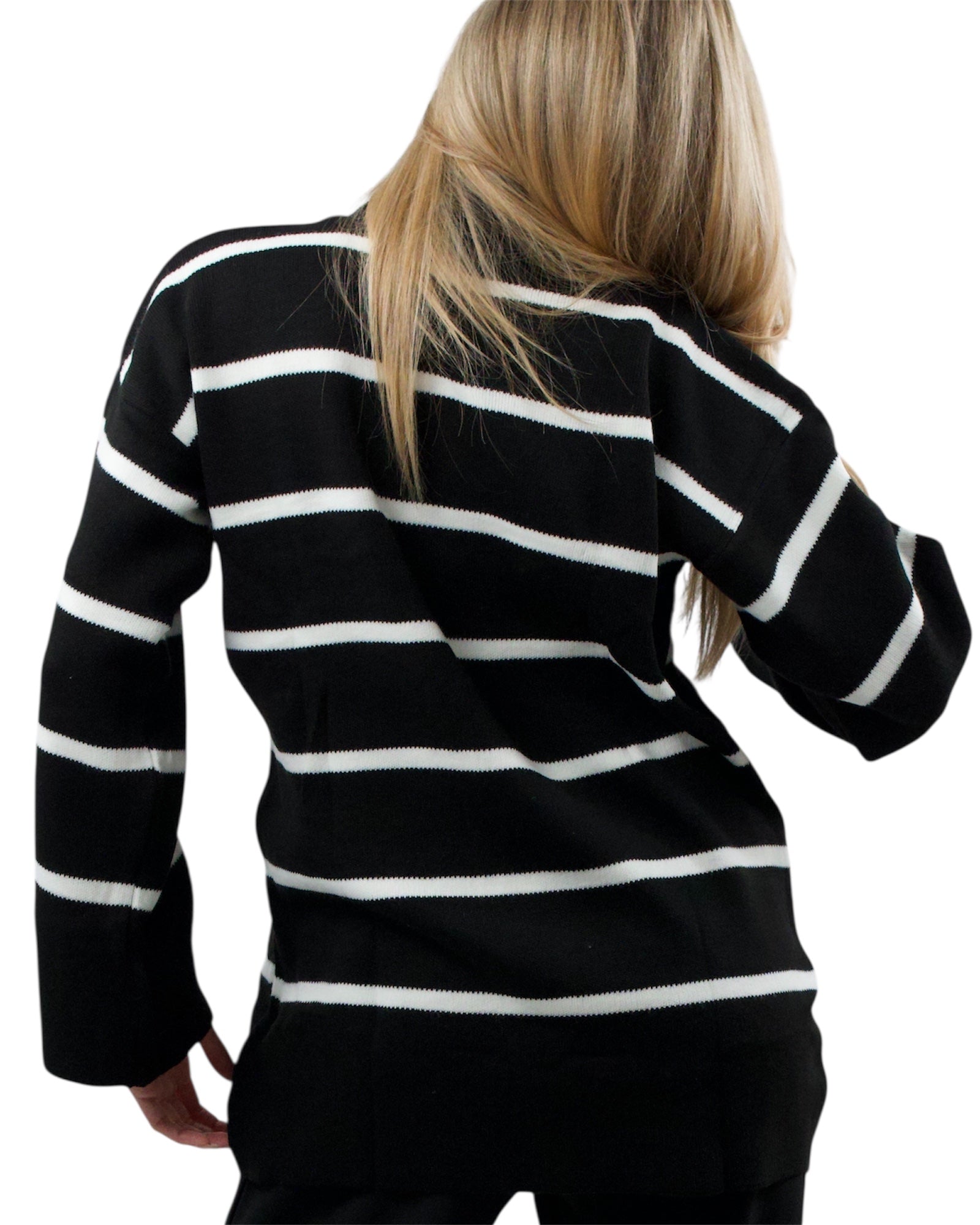 Oversized ριγέ πλεκτή μπλούζα