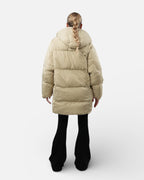 Μπεζ puffer μπουφάν με κουκούλα