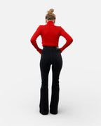 Μαύρο ελαστικό ψηλόμεσο τζιν καμπάνα