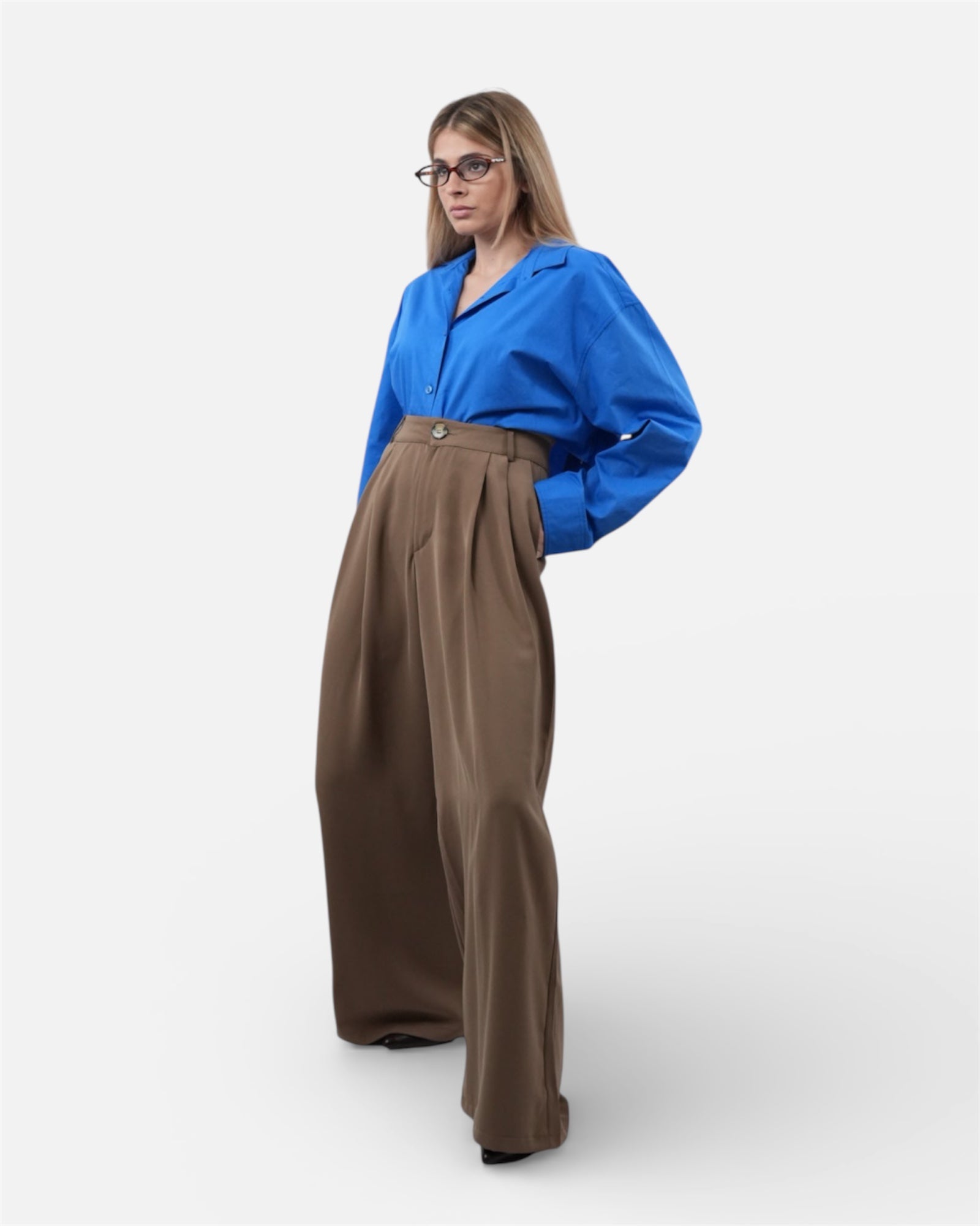 Μπλε crop μπουκάμισο oversize