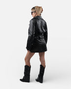 Δερματίνη μαύρο jacket με ζώνη