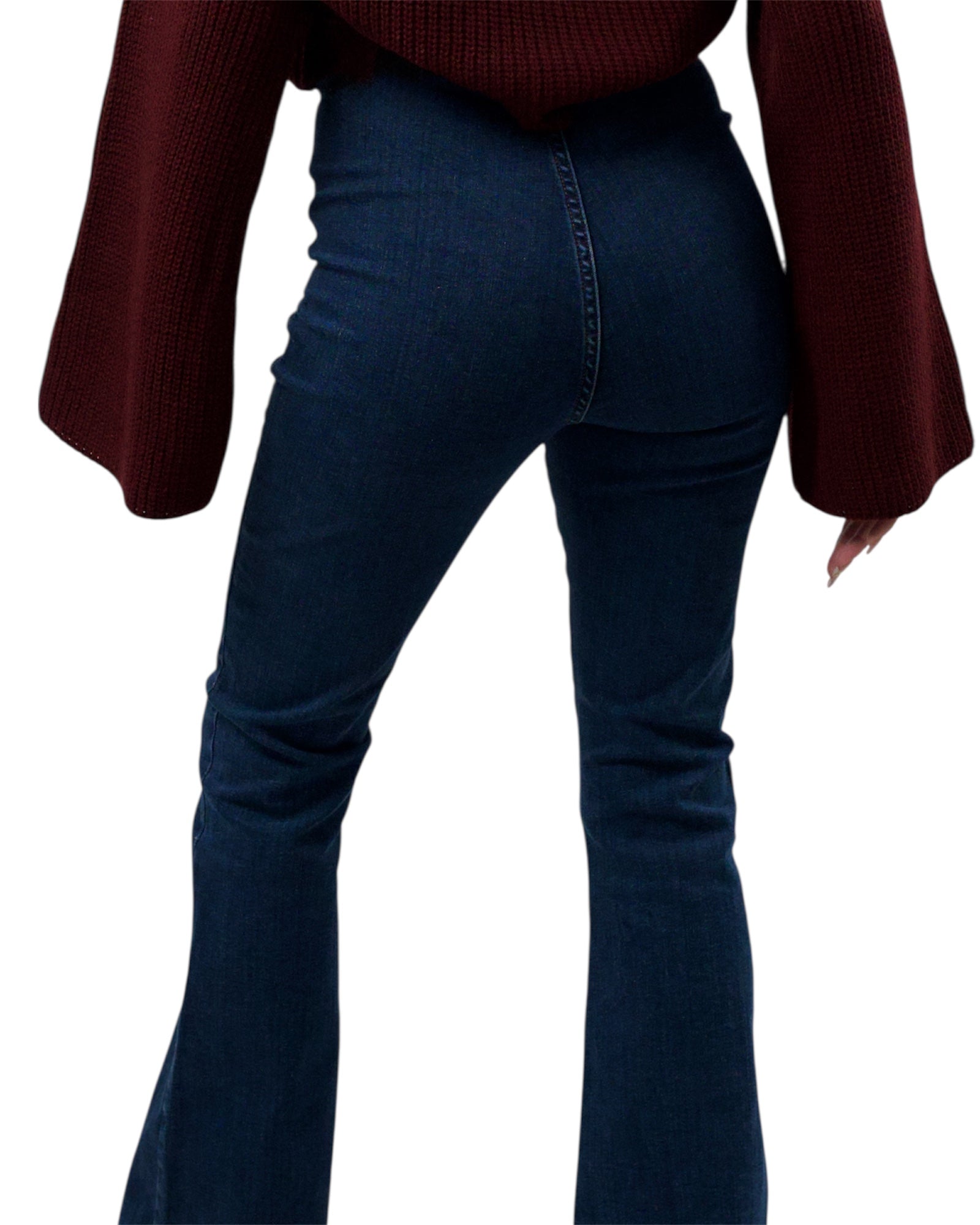 Μπλε ελαστικό ψηλόμεσο τζιν καμπάνα