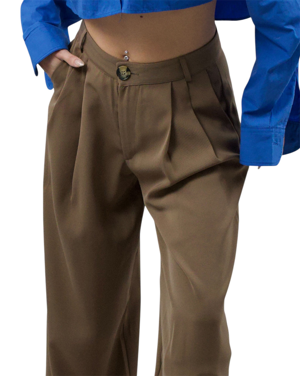 Παντελόνα πλισέ καφέ