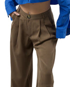 Παντελόνα πλισέ καφέ