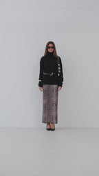 Μαύρη oversized πλεκτή τουνίκ με ζιβάγκο