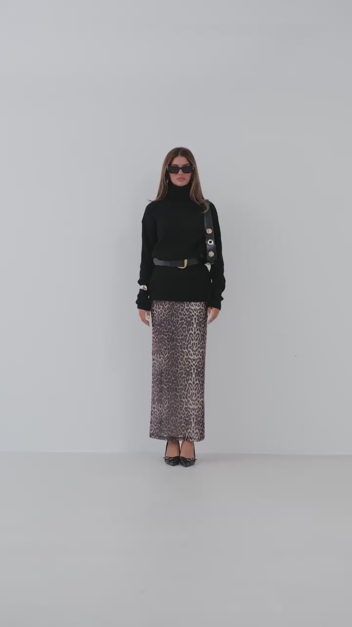 Μαύρη oversized πλεκτή τουνίκ με ζιβάγκο