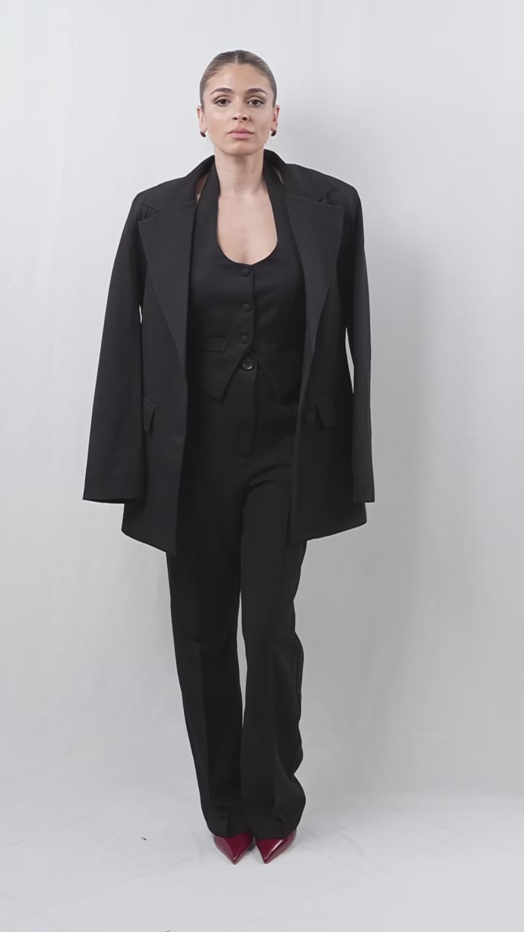 Σετ ταγιέρ, σακάκι και παντελόνα μαύρο